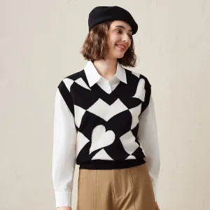 100% Cashmere Vintage-Inspired Knitted Vest