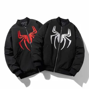 American Street Spider Embroidered Thickened Bomber Jacket