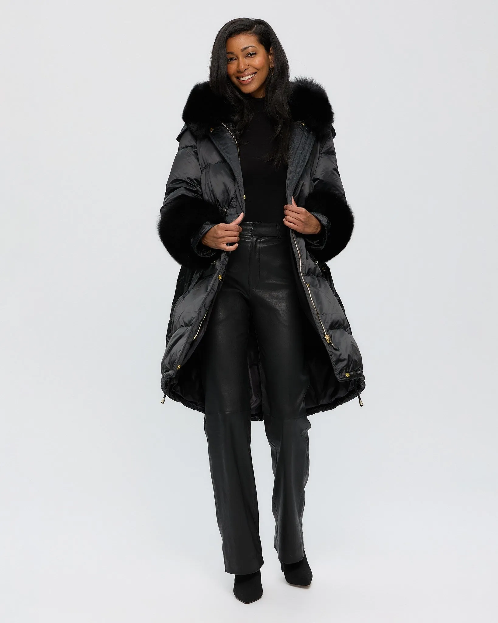 Après-Ski Jacket with Detachable Toscana Shearling Lamb Hood Trim & Toscana Shearling Lamb Cuffs