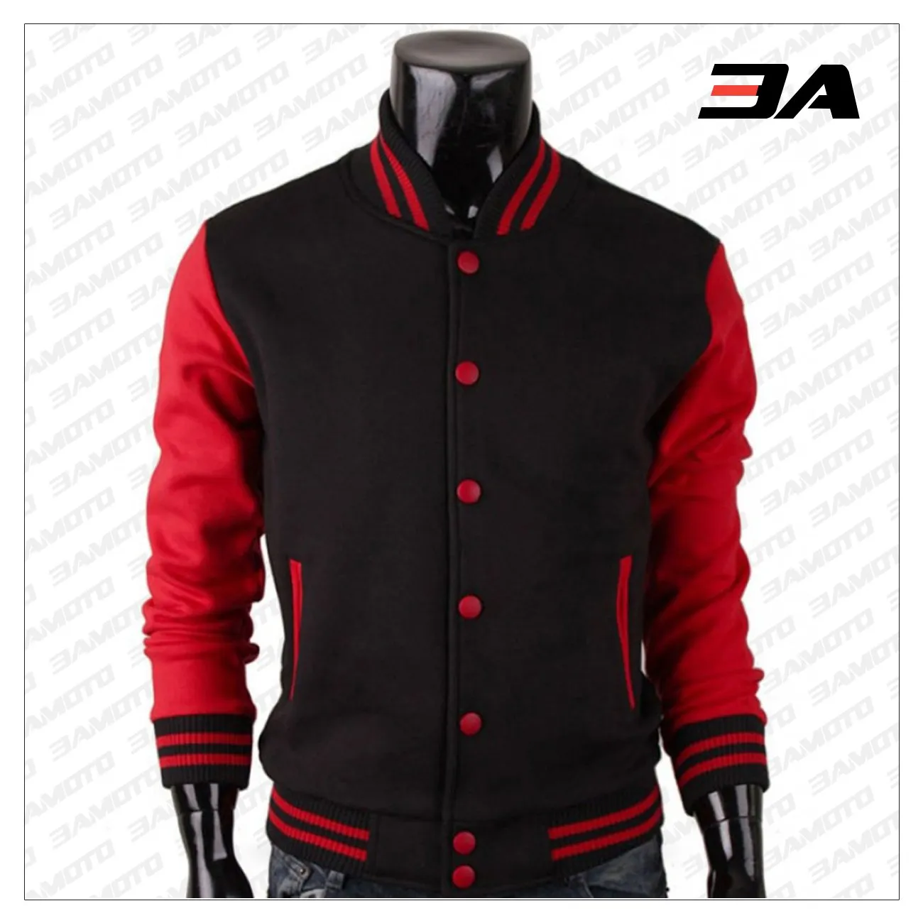 Baseball Letterman Red and Black Varsity Jacket