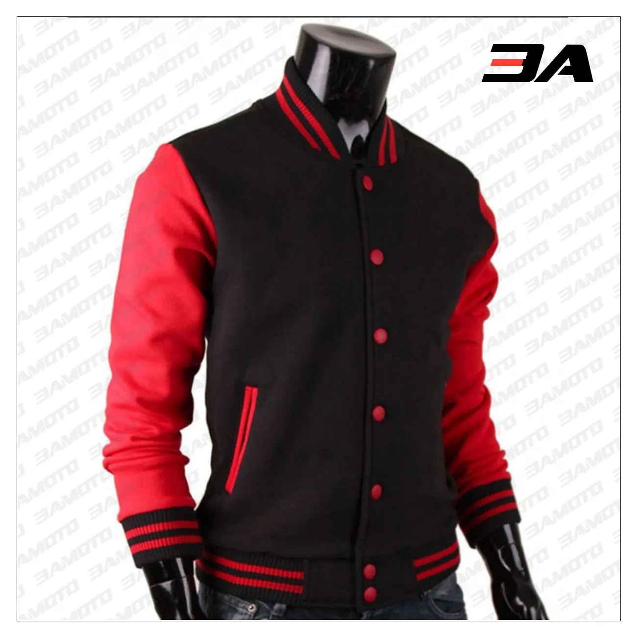 Baseball Letterman Red and Black Varsity Jacket