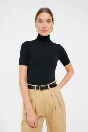 Black Aurora Short Sleeve Turtleneck