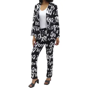 Black Printed Blazer Jacket