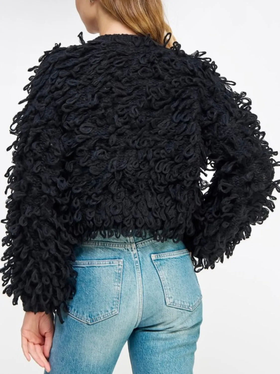 Black shaggy jacket coat