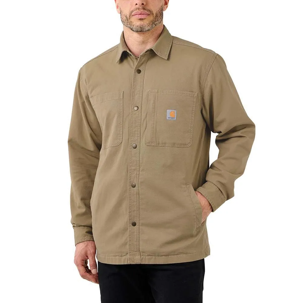 Carhartt 105532 Men's Rugged Flex Relaxed Fit Canvas Fleece-Lined Snap-Front Shirt Jac