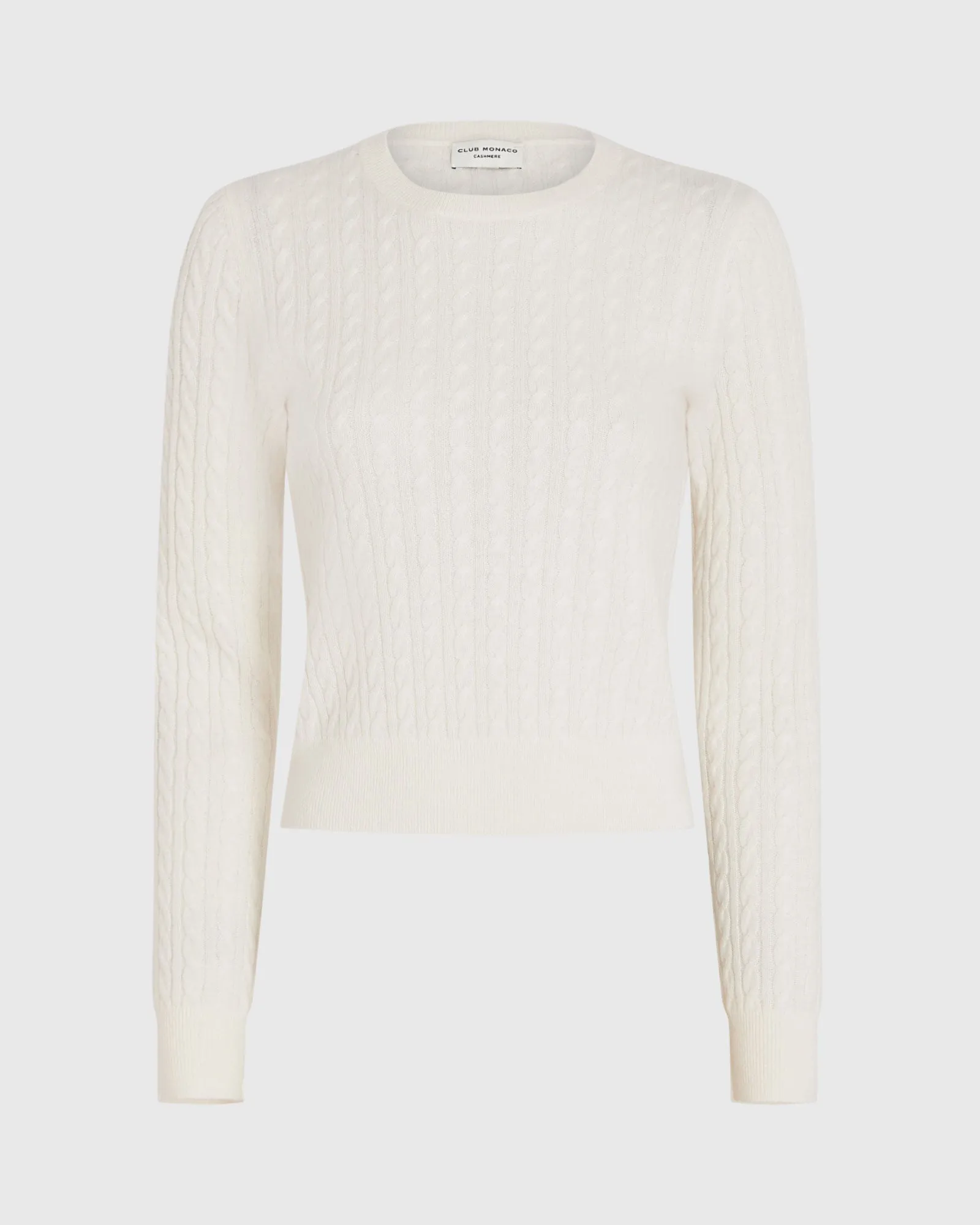 Cashmere Mini-Cable Long-Sleeve Crewneck