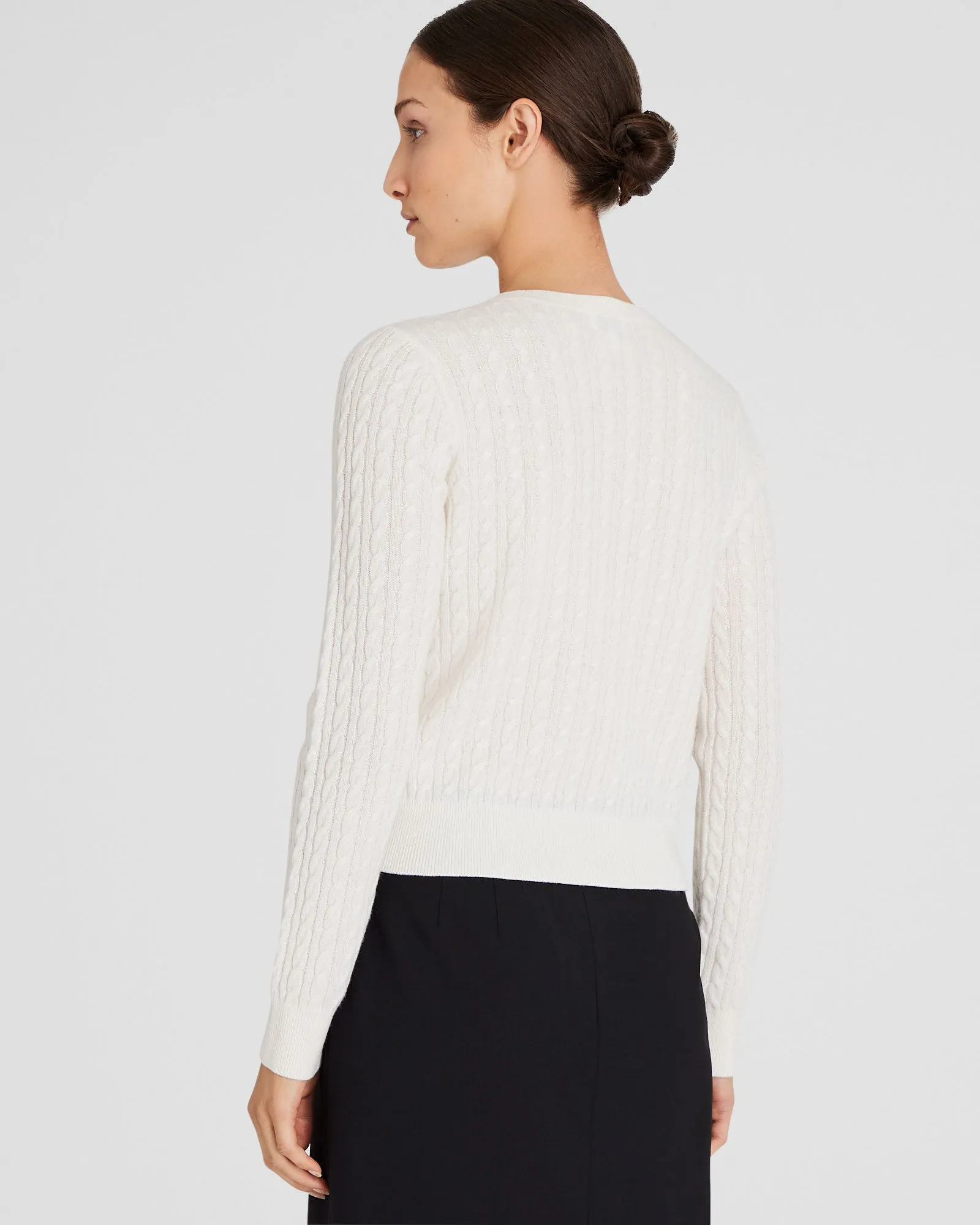 Cashmere Mini-Cable Long-Sleeve Crewneck