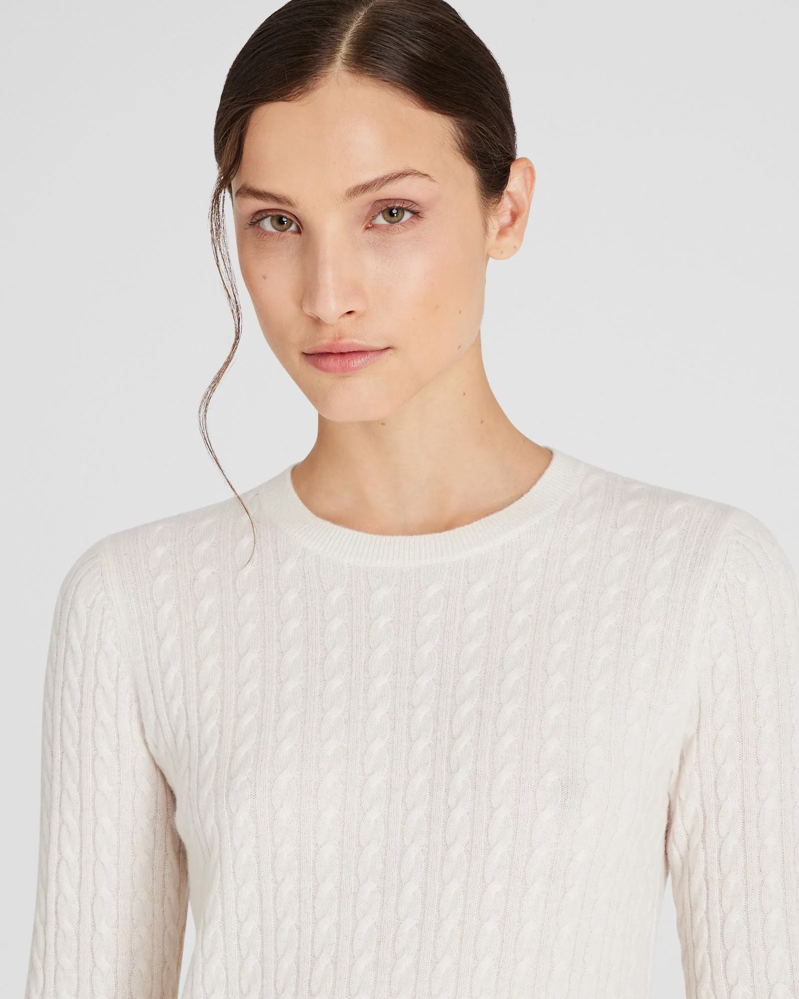 Cashmere Mini-Cable Long-Sleeve Crewneck