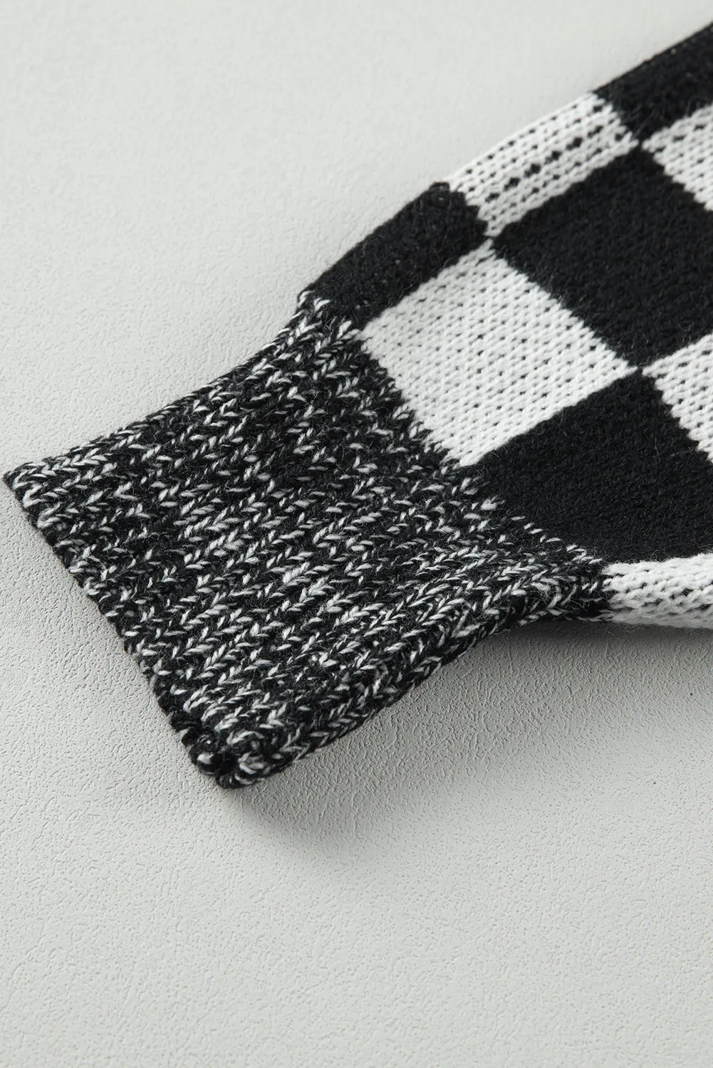 Checkered Print Drop Shoulder Sweater