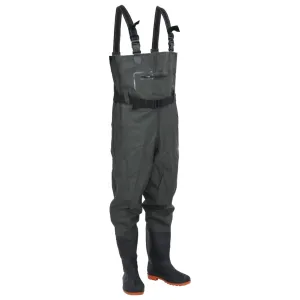 Chest Waders with Boots and Belt Dark Green Size 39