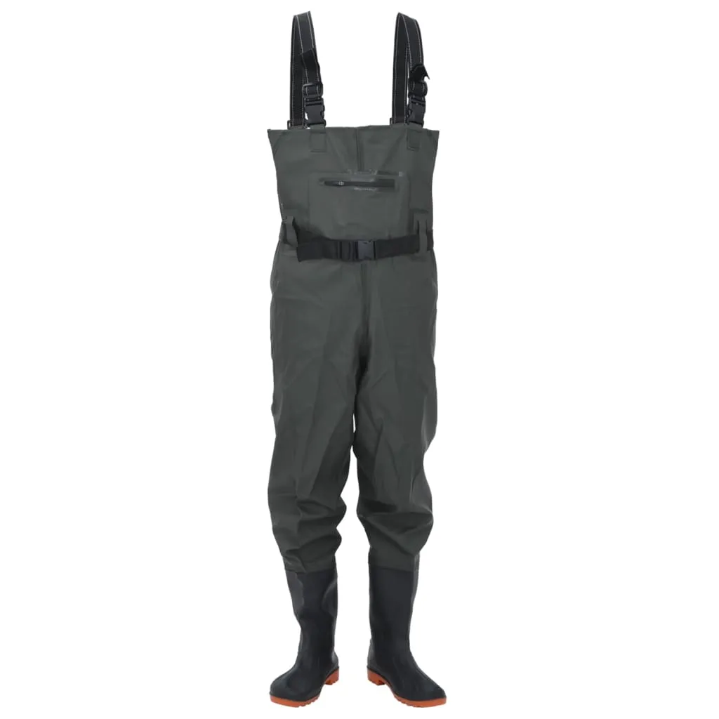 Chest Waders with Boots and Belt Dark Green Size 39