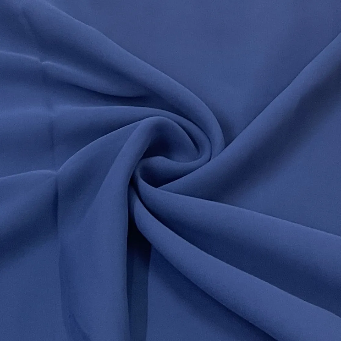 Classic Aegean Blue Solid Georgette Fabric