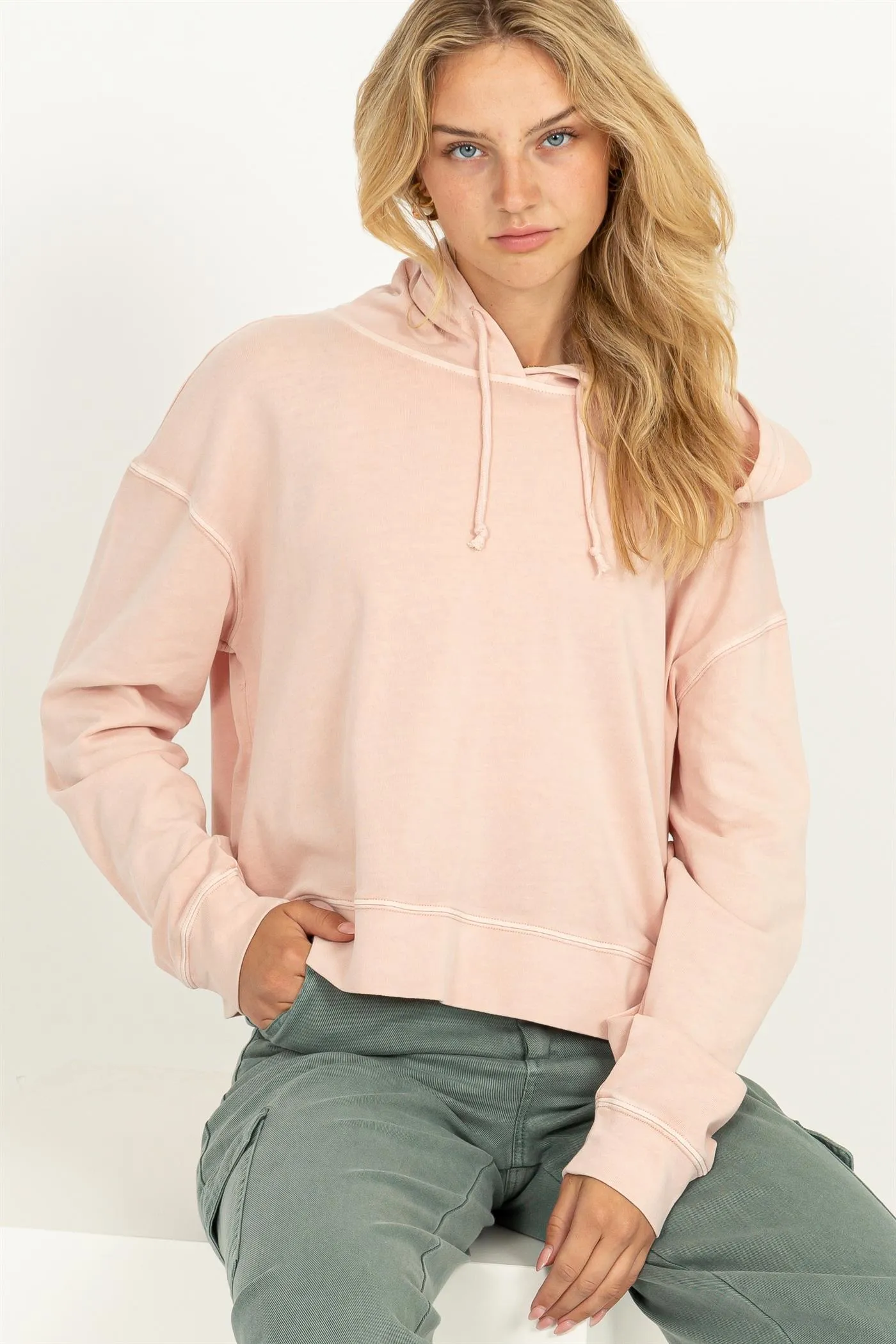 DZ23E999-LONG SLEEVE DRAWSTRING HOODIE