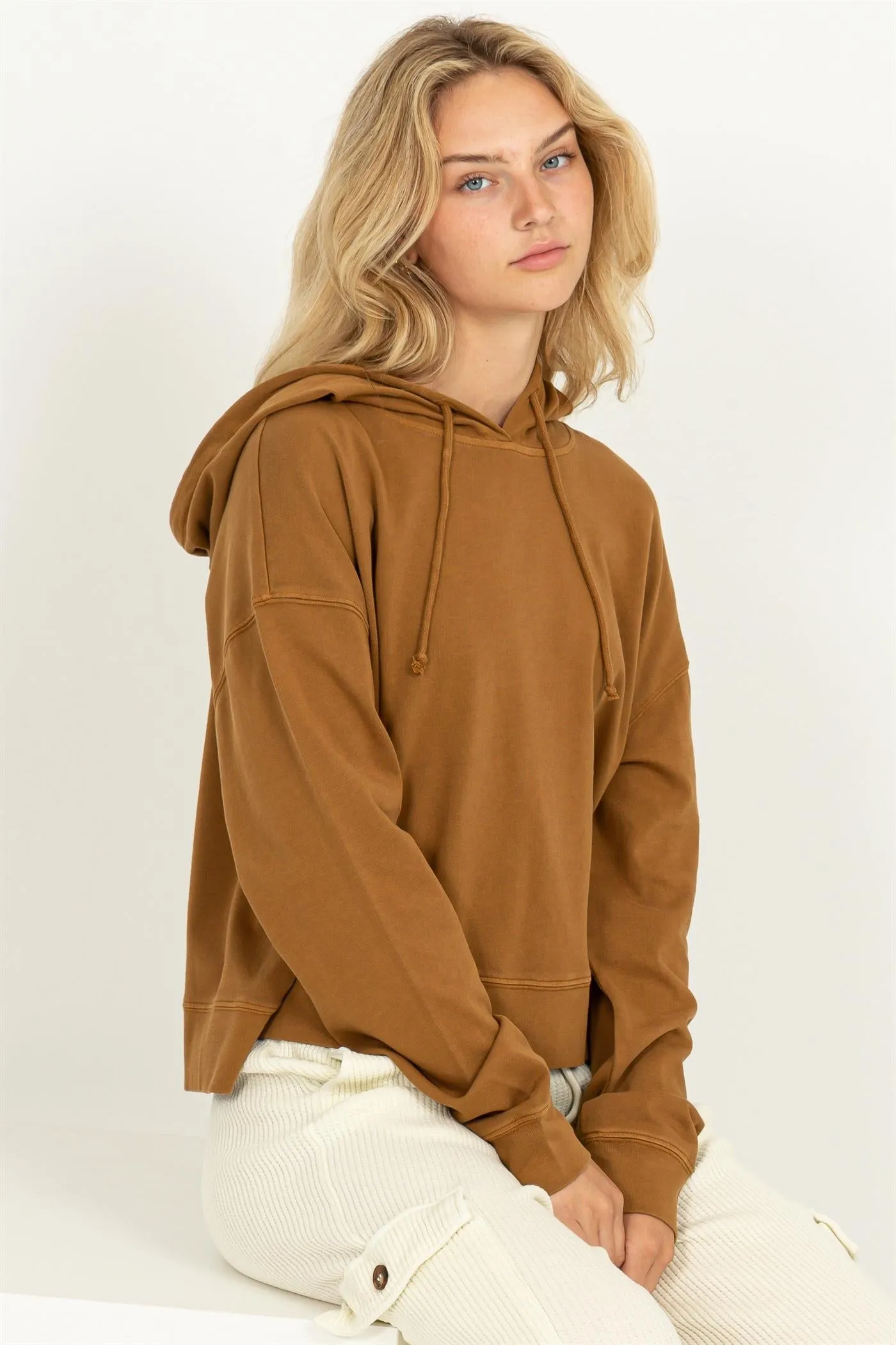 DZ23E999-LONG SLEEVE DRAWSTRING HOODIE