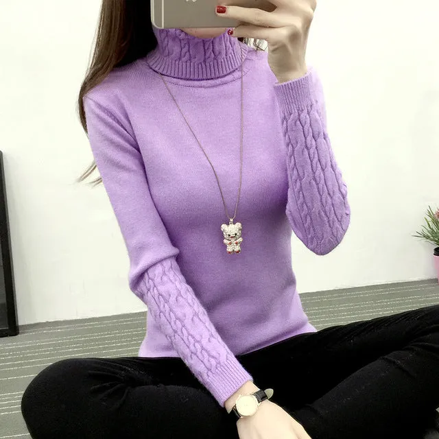 (FREE SHIPPING) Winter Casual Elastic Turtleneck Knitwear Tops