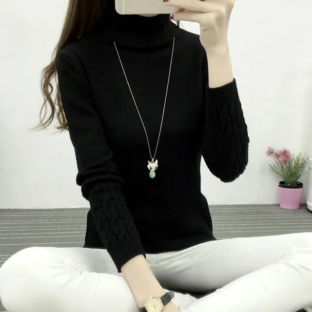 (FREE SHIPPING) Winter Casual Elastic Turtleneck Knitwear Tops