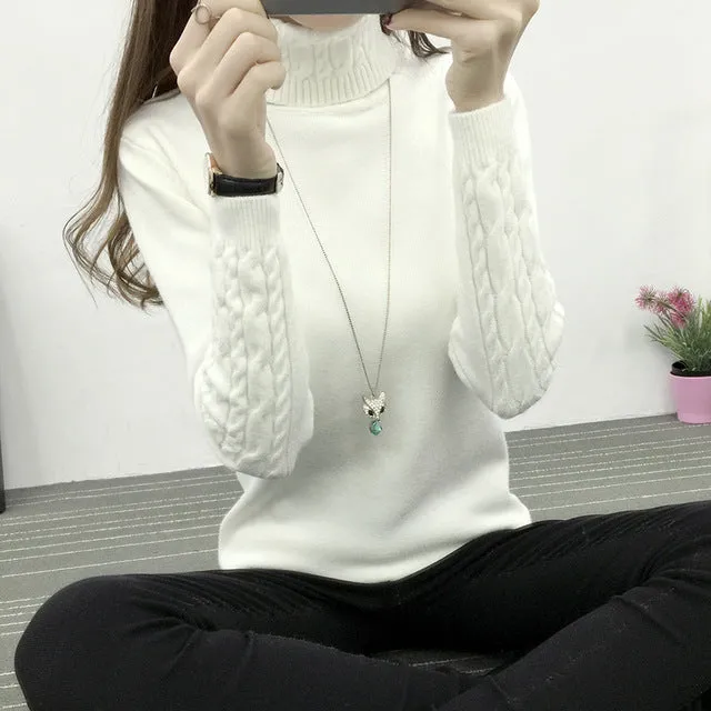 (FREE SHIPPING) Winter Casual Elastic Turtleneck Knitwear Tops