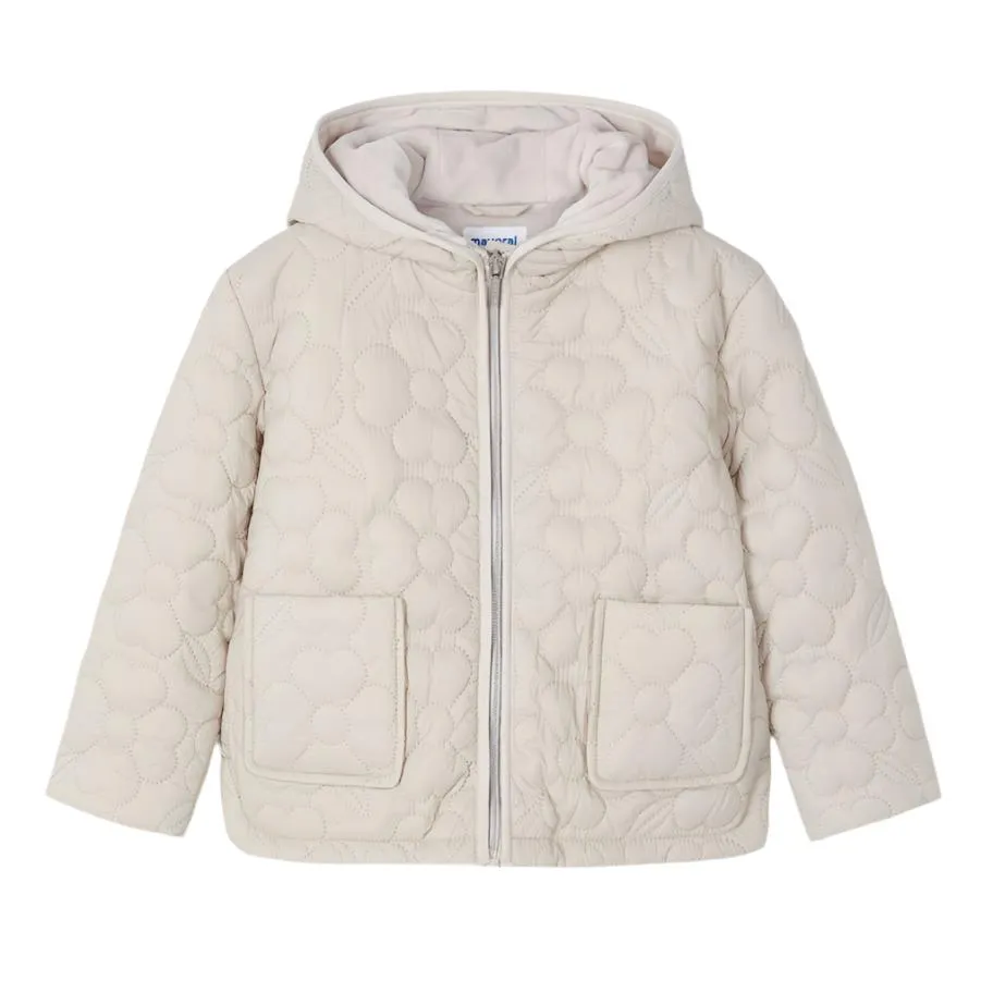 Girls Flower Quilted Puffer Jacket