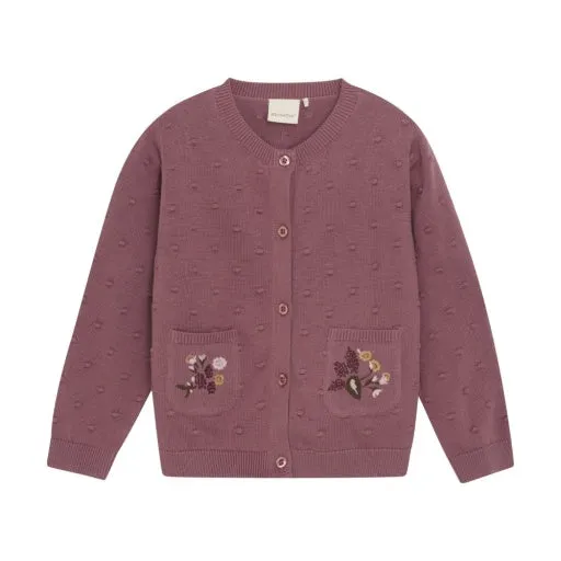 Girls Long Sleeve Knit Cardigan: Deco Rose