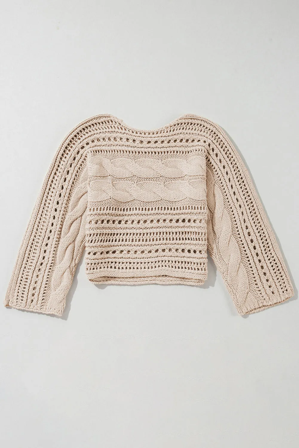 Hollow-out Cable Knit Cropped Sweater