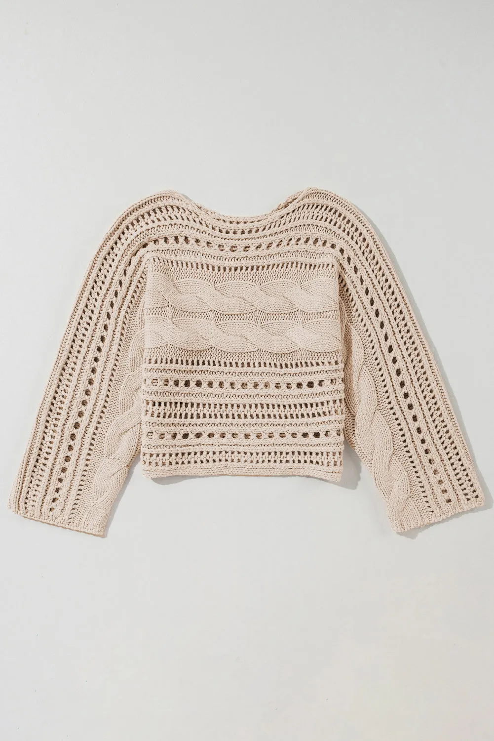 Hollow-out Cable Knit Cropped Sweater