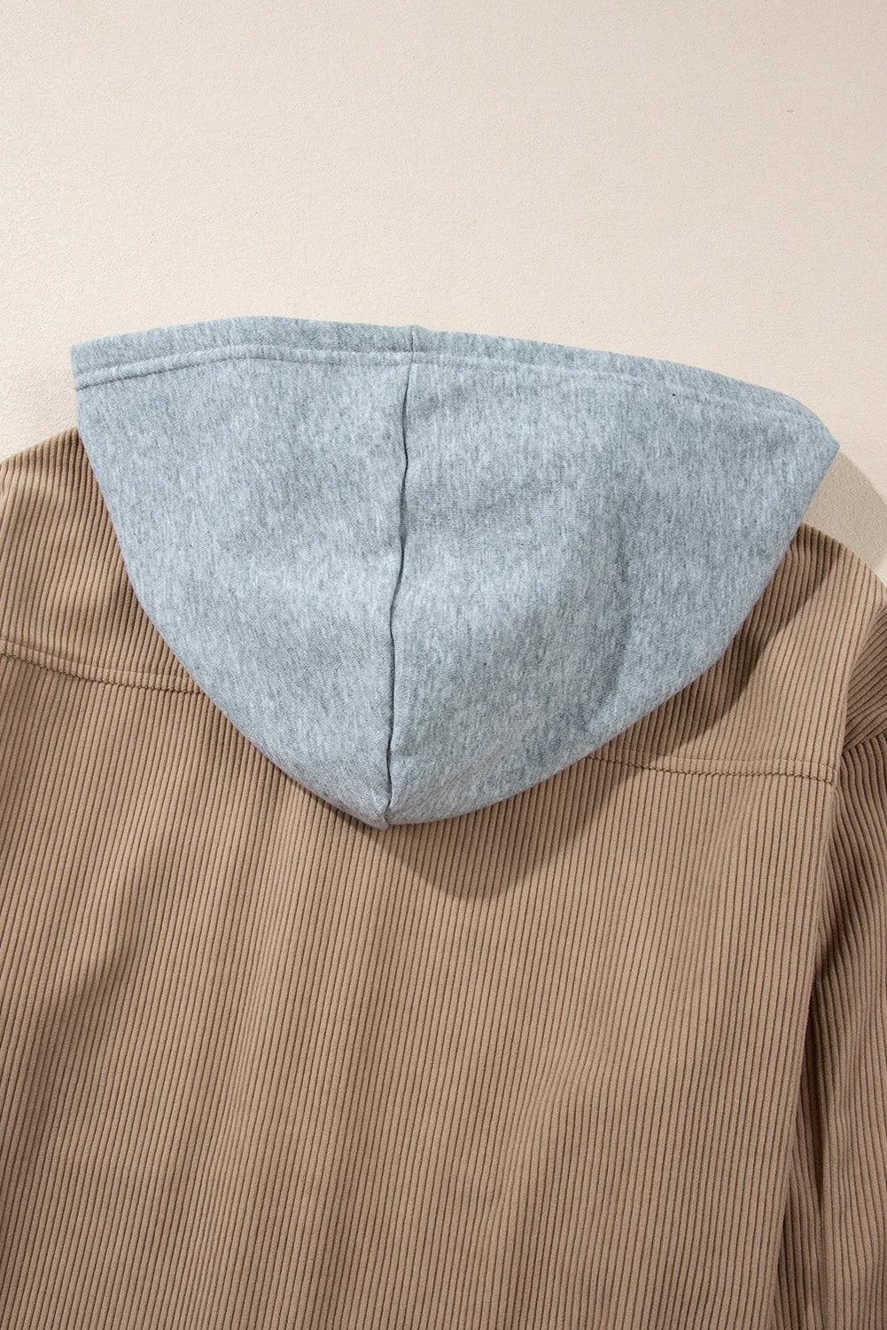 Hooded Pockets Corduroy Shacket