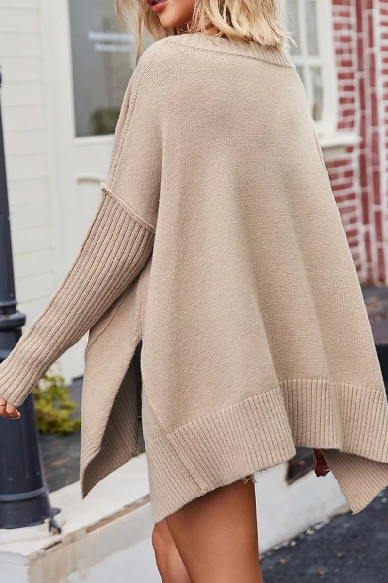 HWS1215 Oversized V-Neck Knit Sweater