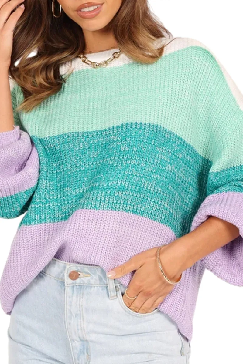 HWT1222 Cozy Colorblock Sweater