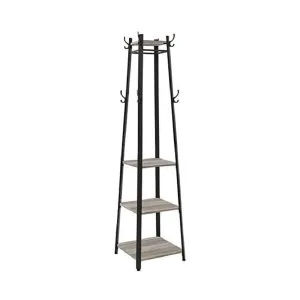 Industrial Coat Rack with 3 Shelves & 8 Hooks - VASAGLE