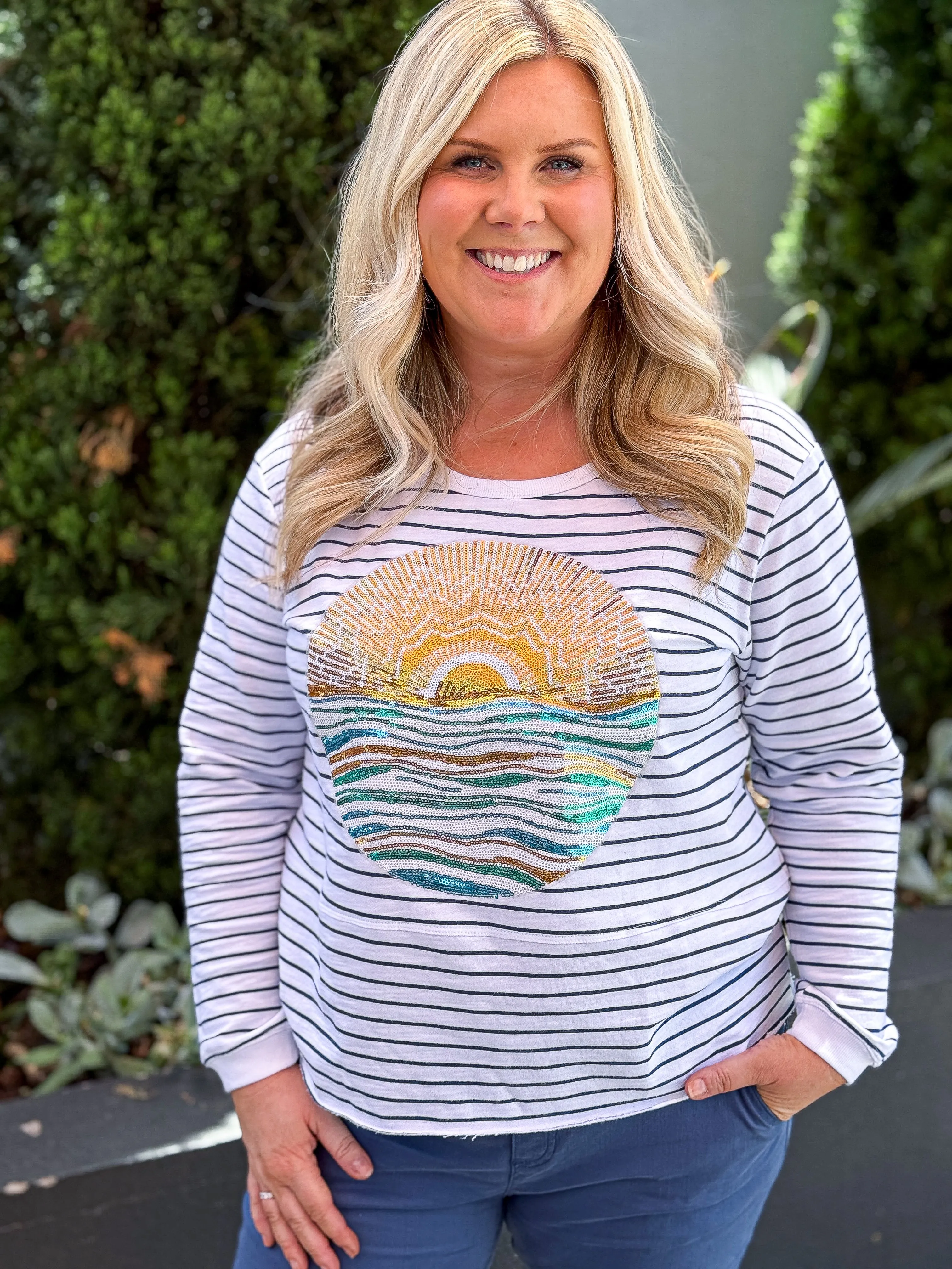 Jen Sweater Navy Stripe Ocean Sun