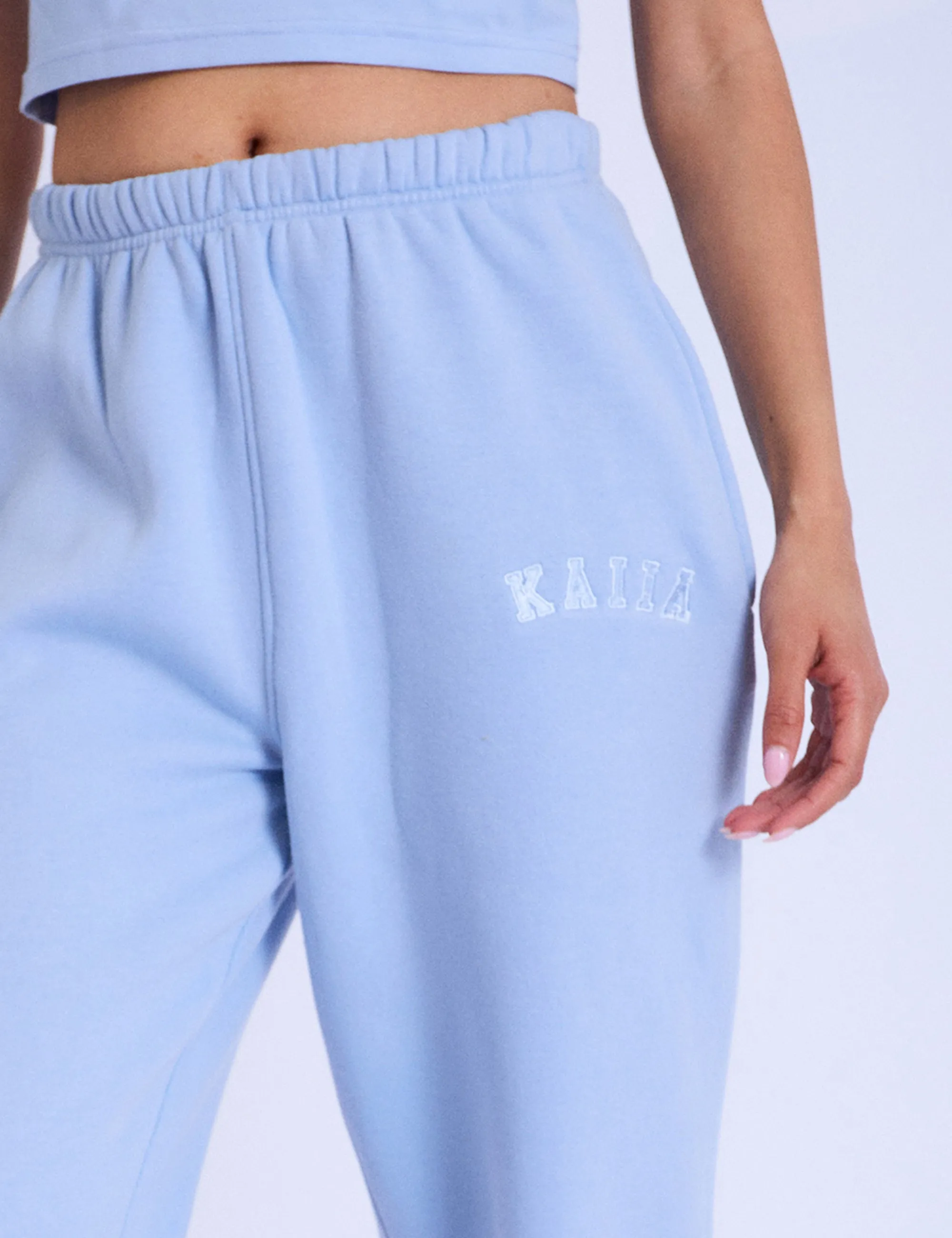 Kaiia Logo Cuffed Joggers Light Blue