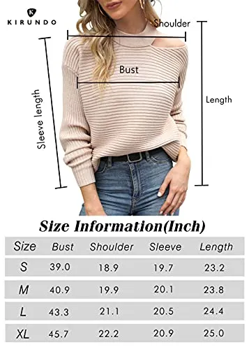 KIRUNDO 2021 Women’s Sweaters Halter Neck Off Shoulder Long Sleeves Knit Sweater Loose Solid Pullovers Tops (Army Green, X-Large)