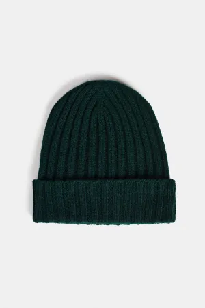 Lambswool Beanie Hat - Forest Green