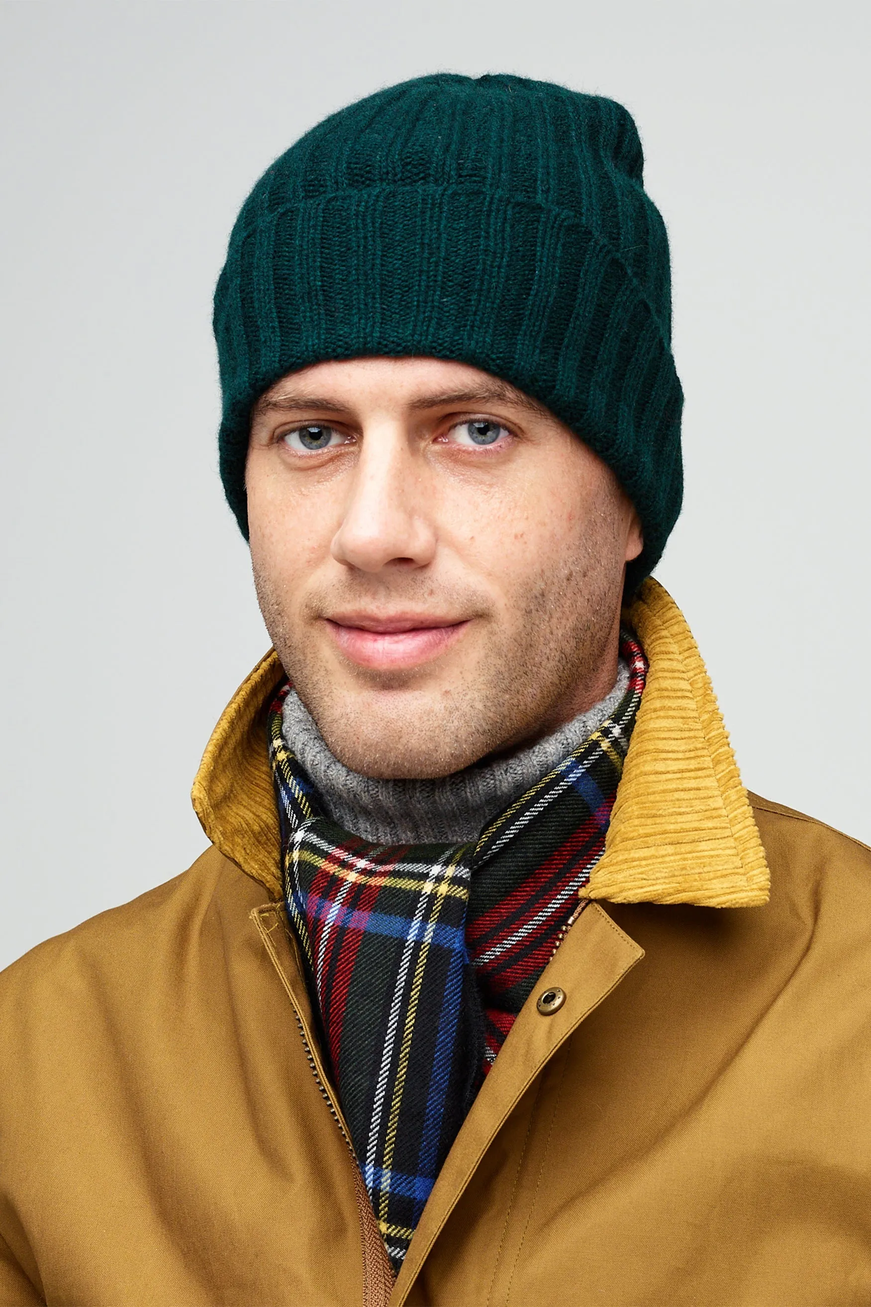 Lambswool Beanie Hat - Forest Green