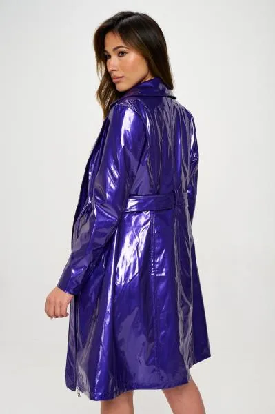 Latex Zip Up Coat - Purple -