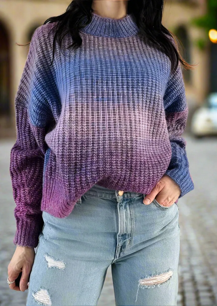 LILAC OMBRE SOFT KNIT SWEATER