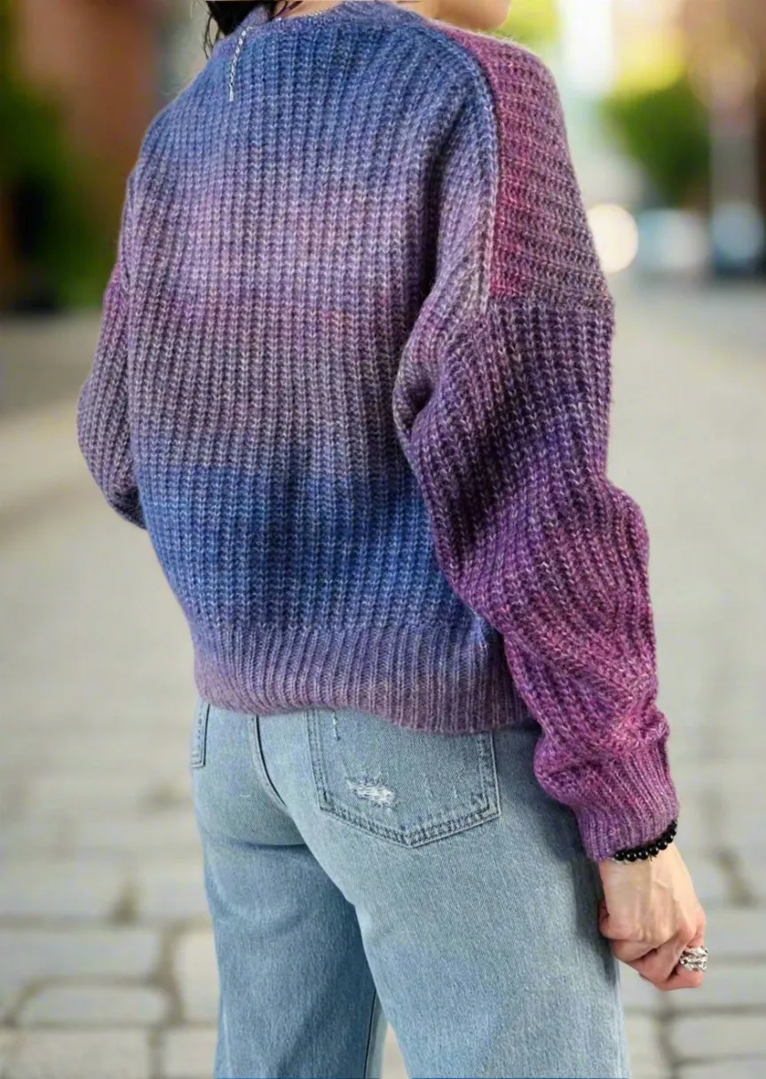 LILAC OMBRE SOFT KNIT SWEATER