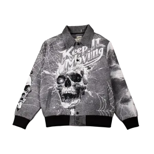 MAJESTIC Keep it Moving Tapestry Rhinestone Grey Jacket