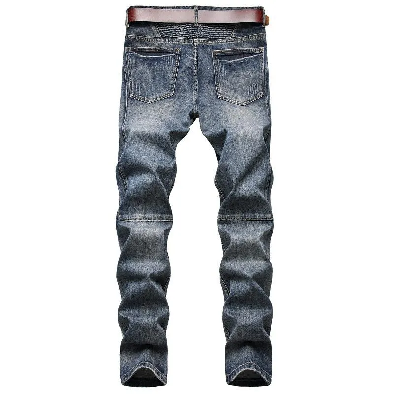 Men's Fashion Distressed Zip Decor Slim Jeans 87878604Z