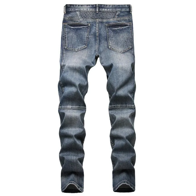 Men's Fashion Distressed Zip Decor Slim Jeans 87878604Z