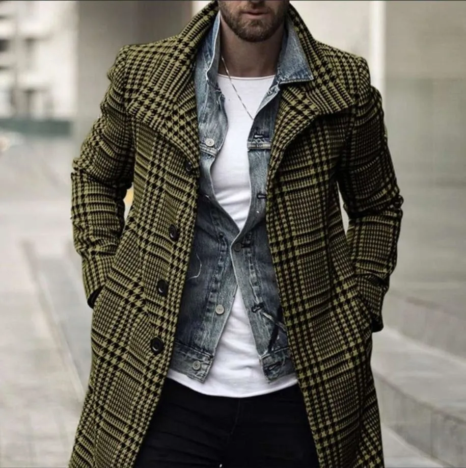 Men's Wool Plaid Overcoat