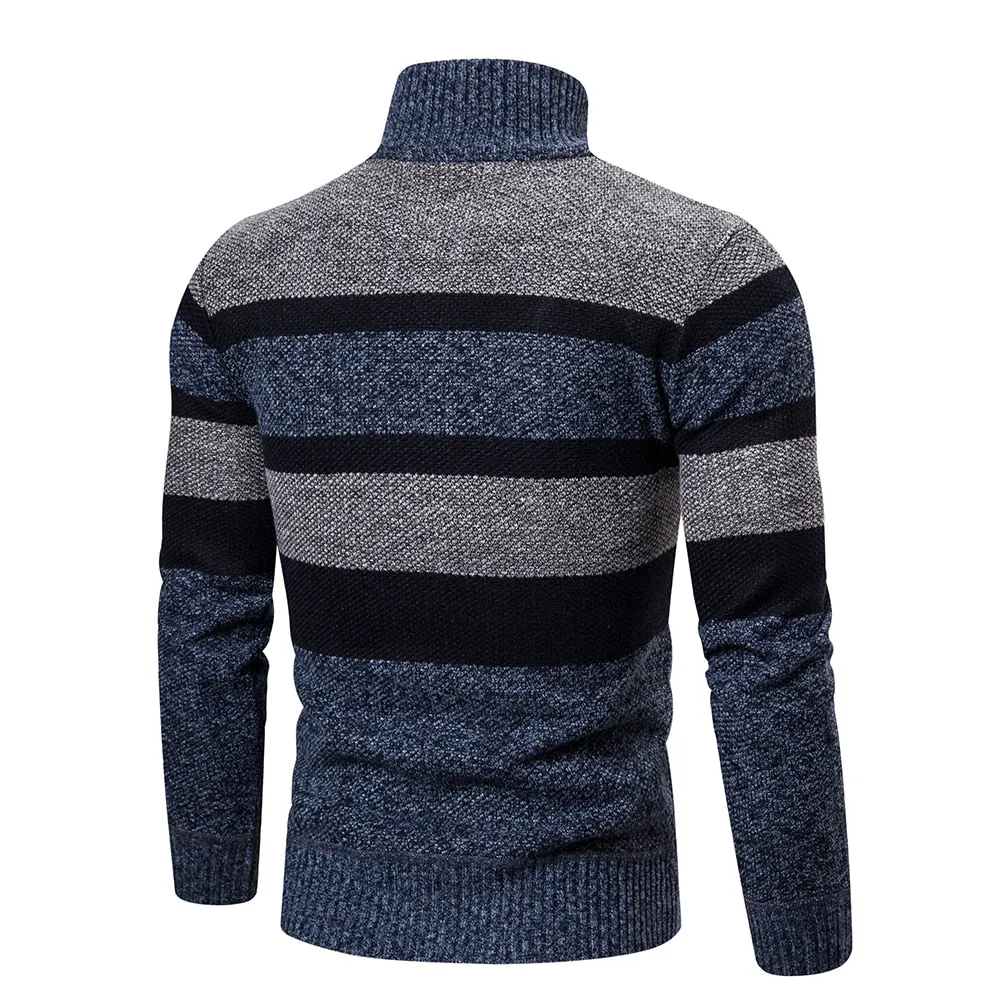 New Autumn Winter Cardigan Men Sweaters Jackets Coats Fashion Striped Knitted Cardigan Slim Fit Sweaters Coat Mens Clothing