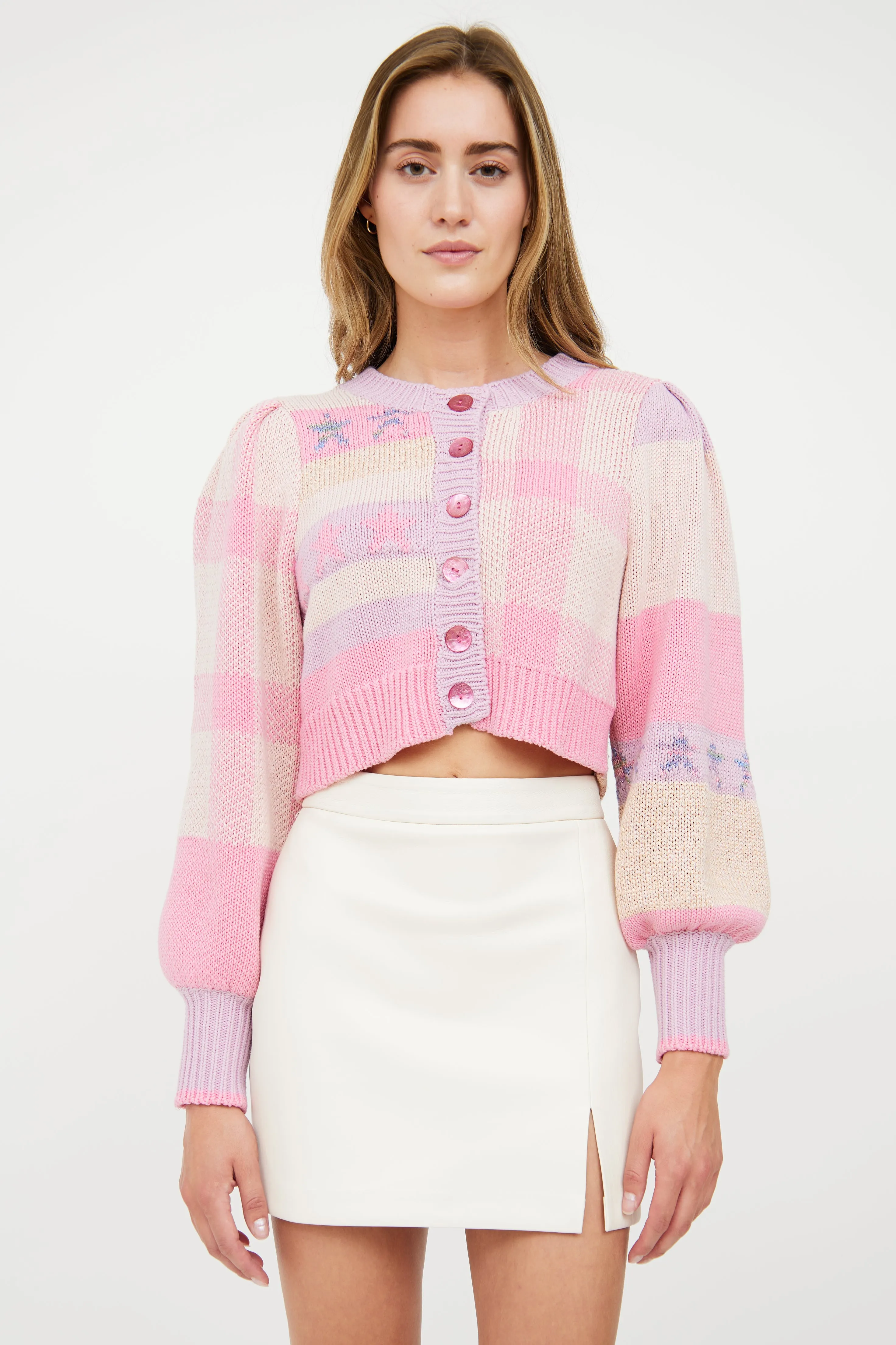 Pink & Multi Pastel Knit Cardigan