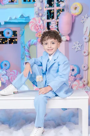 "Mason" Kids Sky Blue Suit (5-Piece Set)