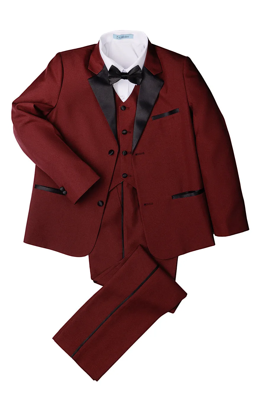 "Prodigy" Kids Burgundy Tuxedo (5-Piece Set)