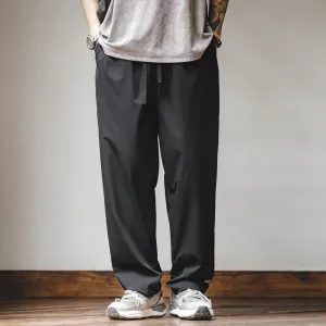 Retro Non-iron Easy Straight Pants Casual Flat Front Jogger Pants