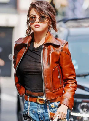 Selena Gomez Coach SS18 Leather Jacket