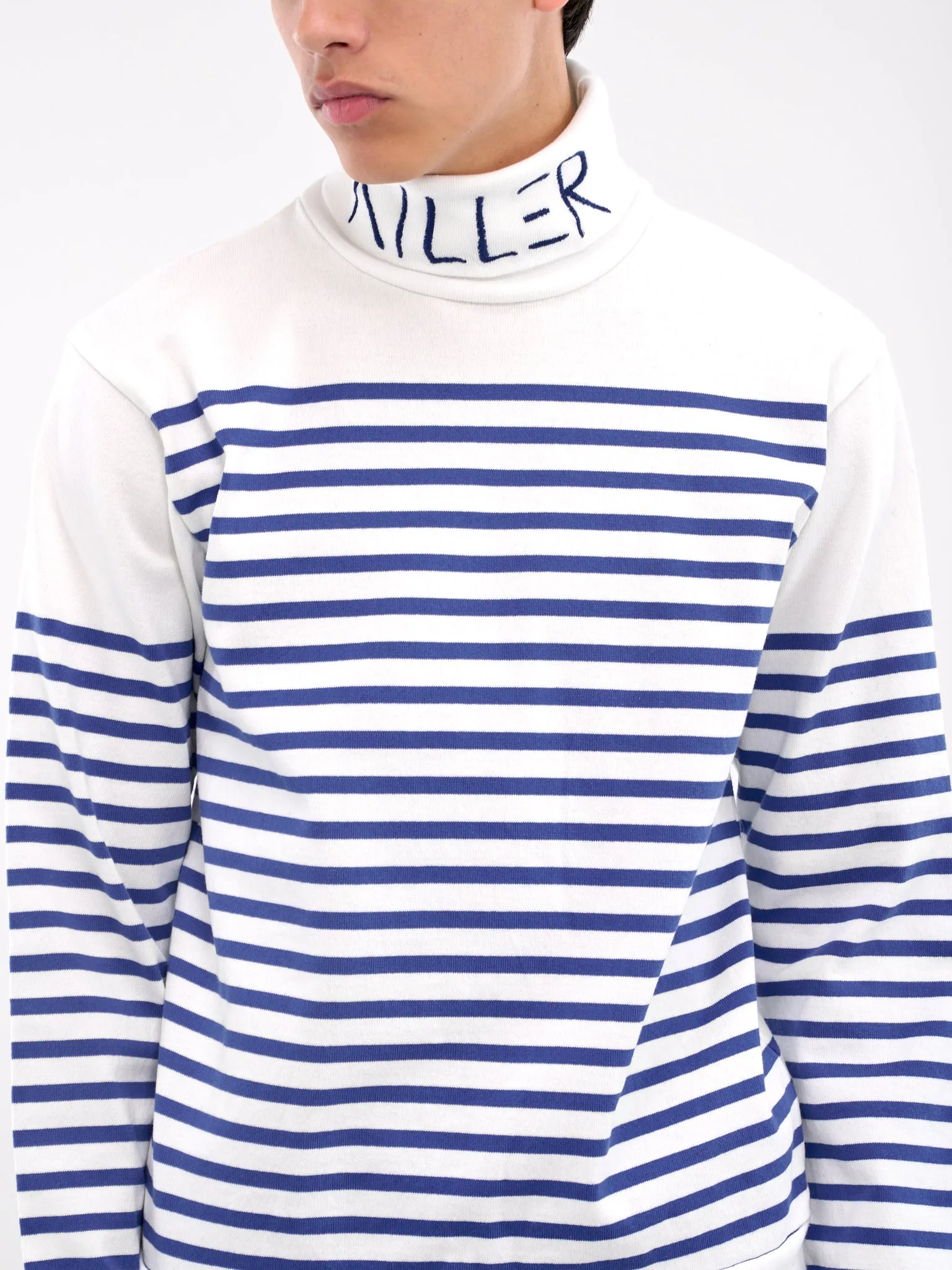 Striped Killer Embroidered Turtleneck (K2409LC020-WHITE)