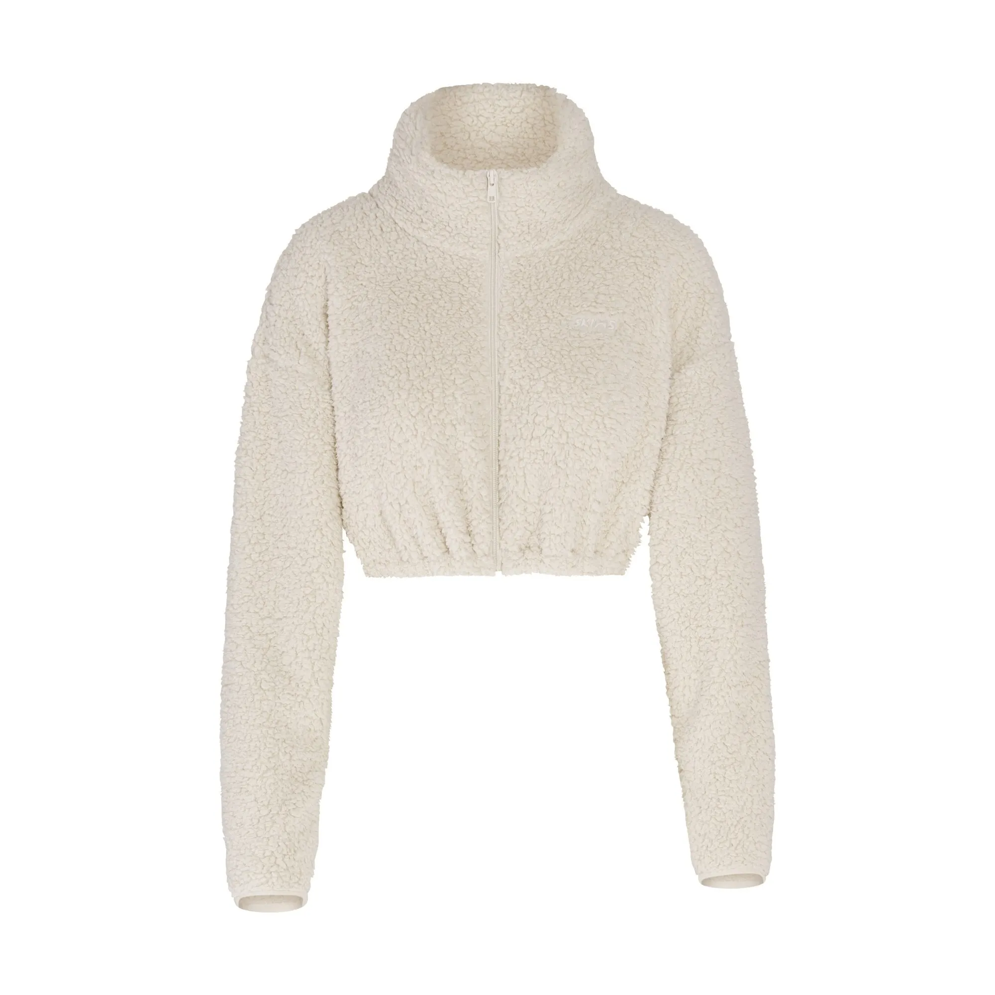 TEDDY ZIP UP CROP JACKET | BONE