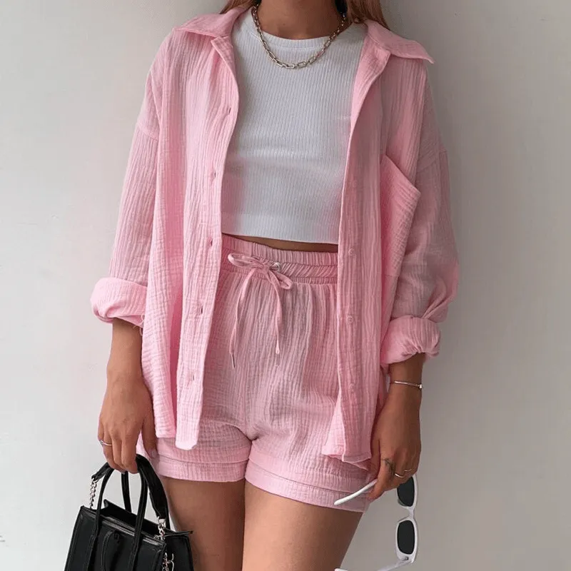 Trendy Ladies Set with Shirt and Shorts